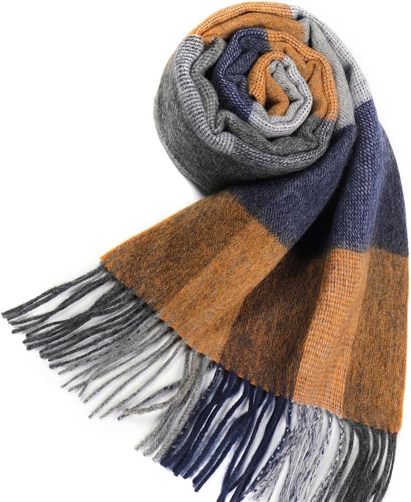 SKNSOFT Winter Wool Plaid Scarf for Men,Women Fashion Tartan Wrap Checkered Scarves - Image 4